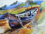 Abandoned Boat, Pwlldhrobain, Argyll 14 x18in, water colour
